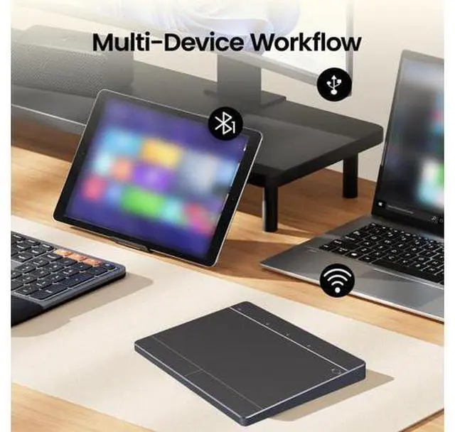 Alt view image 4 of 7 - Wired&2.4GWireless&Bluetooth Trackpad for Windows 10/11,Rechargeable Touchpad Mouse with Multi-Gesture Support for PC Laptop Computer (Black)