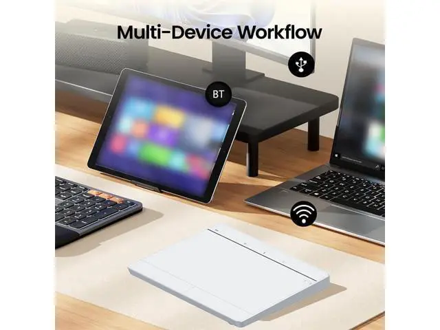 Alt view image 6 of 7 - Wired&2.4GWireless&Bluetooth Trackpad for Windows 10/11,Rechargeable Touchpad Mouse with Multi-Gesture Support for PC Laptop Computer (Silver)