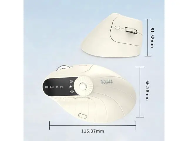 Alt view image 2 of 7 - Wireless 2.4G & Dual Bluetooth Three-Channel Ergonomic Vertical Mouse Adjustable DPI, Multi-Function Turntable for PC, Laptop, MacBook, Rechargeable (Beiga)