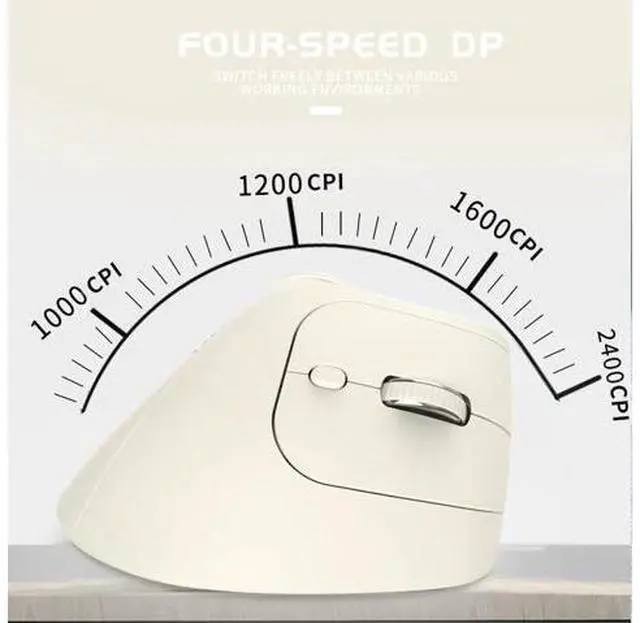 Alt view image 5 of 7 - Wireless 2.4G & Dual Bluetooth Three-Channel Ergonomic Vertical Mouse Adjustable DPI, Multi-Function Turntable for PC, Laptop, MacBook, Rechargeable (Beiga)
