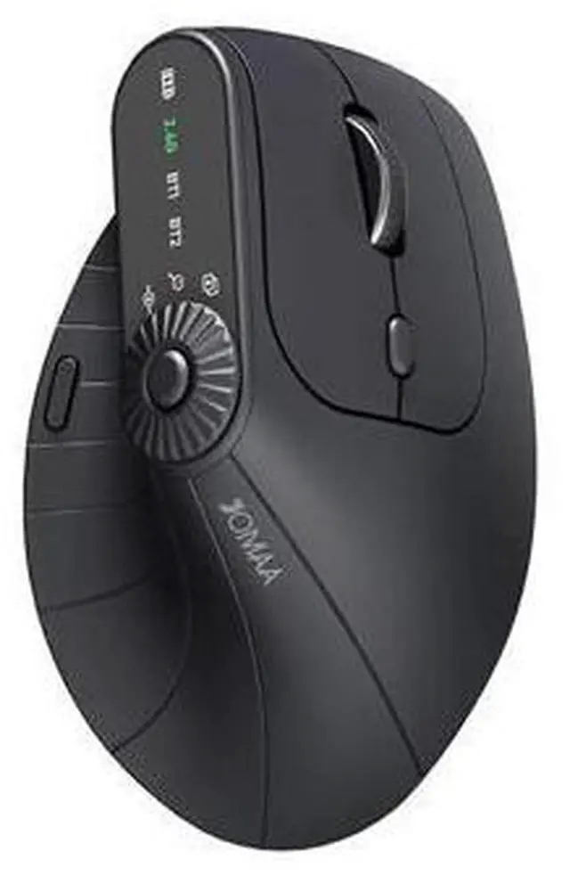 Main image of Wireless 2.4G & Dual Bluetooth Three-Channel Ergonomic Vertical Mouse Adjustable DPI, Multi-Function Turntable for PC, Laptop, MacBook, Rechargeable (Black)