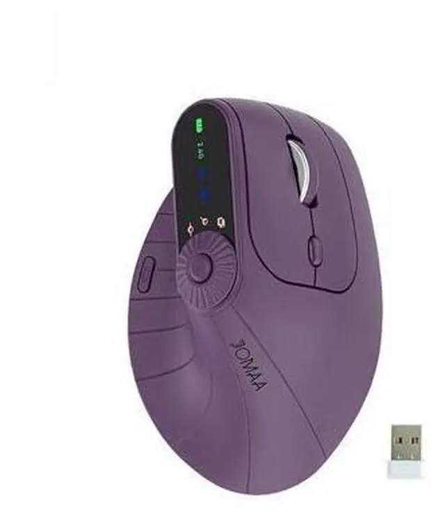 Main image of Wireless 2.4G & Dual Bluetooth Three-Channel Ergonomic Vertical Mouse Adjustable DPI, Multi-Function Turntable for PC, Laptop, MacBook, Rechargeable (Purple)