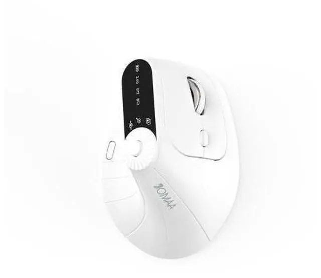 Main image of Wireless 2.4G & Dual Bluetooth Three-Channel Ergonomic Vertical Mouse Adjustable DPI, Multi-Function Turntable for PC, Laptop, MacBook, Rechargeable (White)