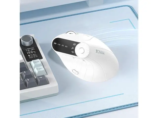 Alt view image 3 of 7 - Wireless 2.4G & Dual Bluetooth Three-Channel Ergonomic Vertical Mouse Adjustable DPI, Multi-Function Turntable for PC, Laptop, MacBook, Rechargeable (White)