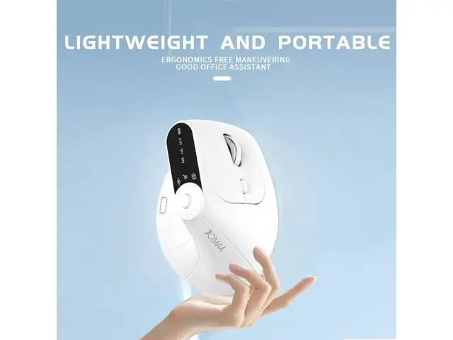 Alt view image 6 of 7 - Wireless 2.4G & Dual Bluetooth Three-Channel Ergonomic Vertical Mouse Adjustable DPI, Multi-Function Turntable for PC, Laptop, MacBook, Rechargeable (White)