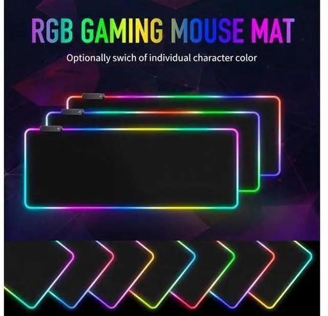 Alt view image 3 of 7 - Large RGB Gaming Mouse Pad -15 Light Modes Touch Control Extended Soft Computer Keyboard Mat Non-Slip Rubber Base for Gamer Esports Pros 31.5X11.8 in