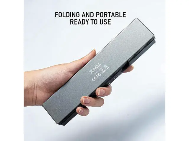 Alt view image 3 of 7 - Mini Bluetooth Foldable Keyboard Silent, Rechargeable, Aluminum Alloy Housing and Portable Folding Travel Keyboard for Phone ipad Tablet (Balck)