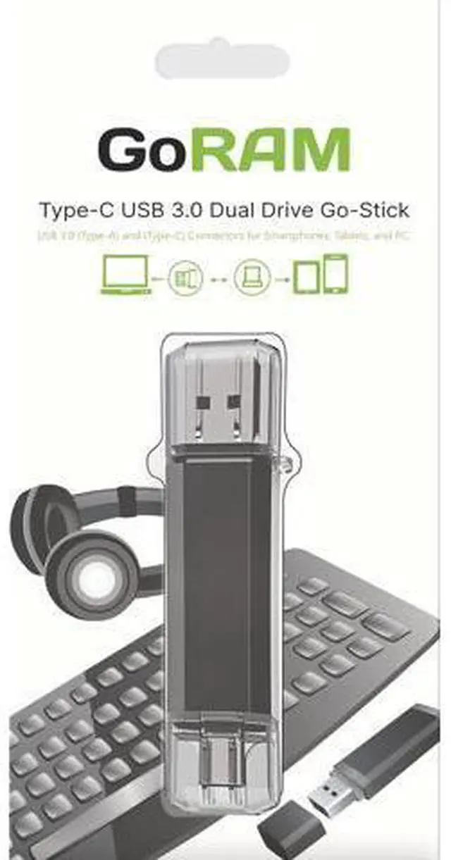 Alt view image 2 of 5 - 128GB Dual Drive Go-Stick USB 3.0 + USB-C Type-C Flash Drive for Android Smartphones, Computers, MacBook, Tablets, PC (128GB, 1 Pack)