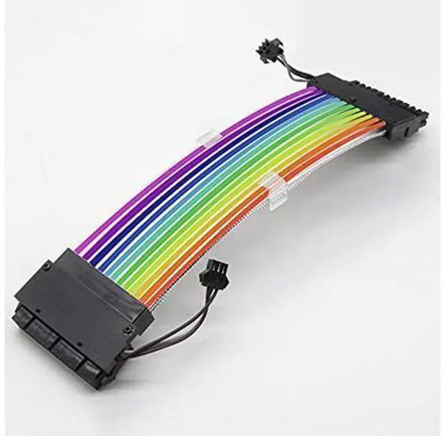 Main image of 24Pin ATX Motherboard RGB Extension Power Supply Cable for PC Case DIY Computer Cord Custom Build Gaming Case Modding
