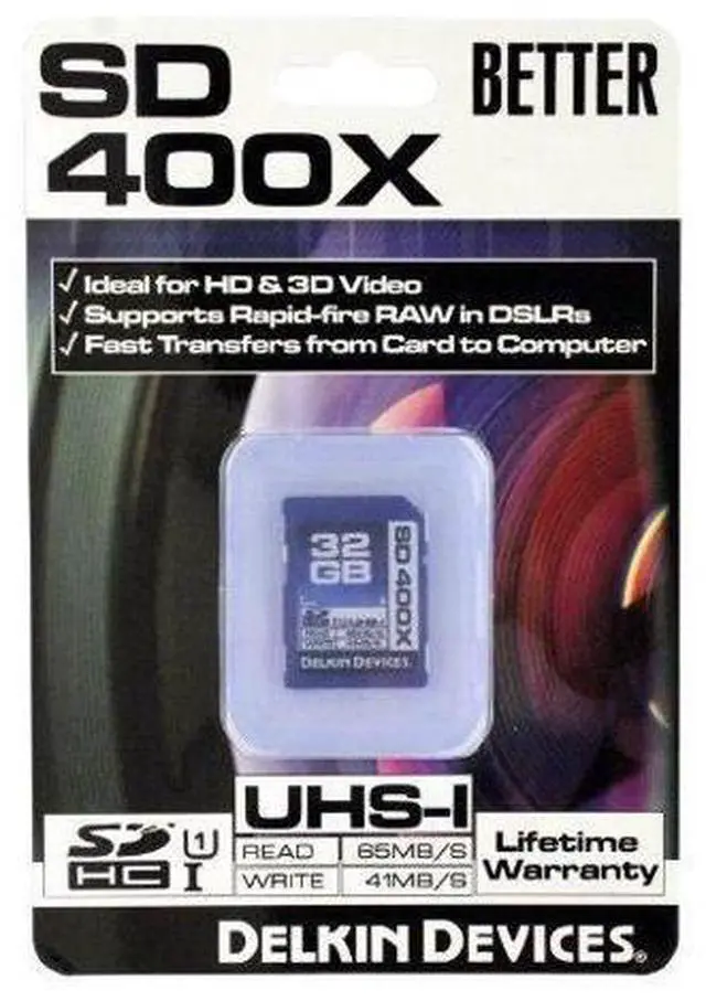 Alt view image 3 of 3 - Delkin 32GB 400X SDHC UHS-I Memory Card (DDSD400-32GB)