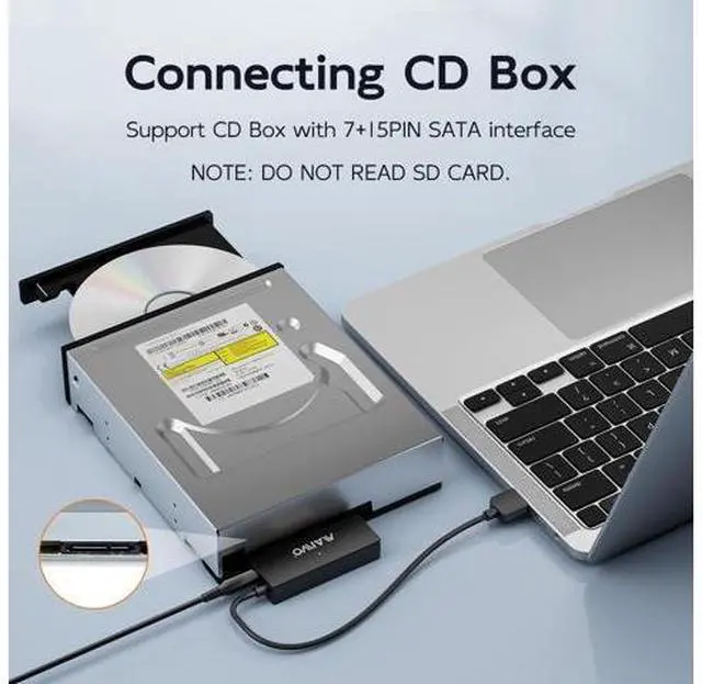 Alt view image 3 of 7 - External Hard Drive Enclosure for 3.5 2.5 Inch SATA SSD HDD, 6Gbps USB 3.0 to SATA Drive Adapter Case Cable, with SD Card Storage + CD Box Reader, 24TB Capacity