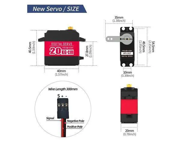 Alt view image 5 of 7 - 20KG High Torque Digital Servo Motor Full Metal Gear, Metal Case Waterproof for RC Mode DIY,Control Angle 180°