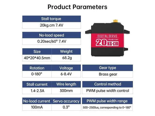 Alt view image 6 of 7 - 20KG High Torque Digital Servo Motor Full Metal Gear, Metal Case Waterproof for RC Mode DIY,Control Angle 180°