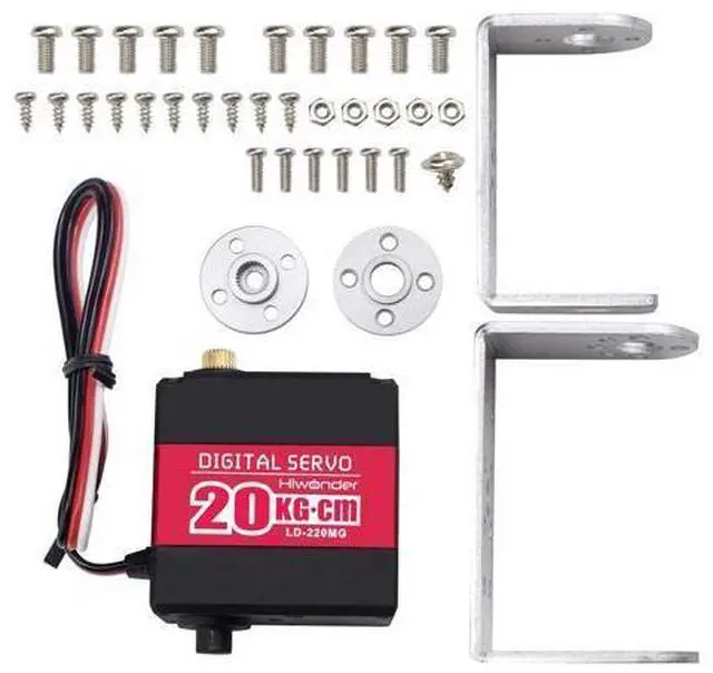 Main image of 20KG RC Servo High Torque Servo Motors with 25T Servo Horn, Dual Ball Bearing, Aluminium Case, Metal Bracket, Waterproof Metal Gear Steering Digital Servo for RC Car Robot DIY, Control Angle 180°