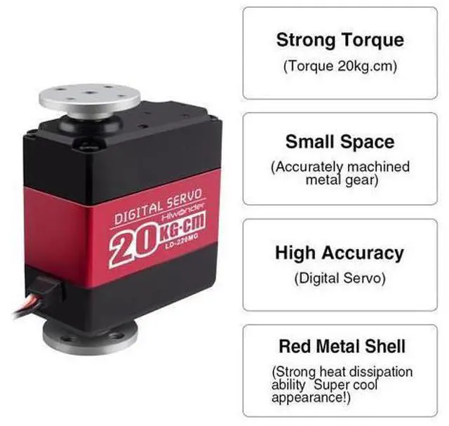 Alt view image 2 of 7 - 20KG RC Servo High Torque Servo Motors with 25T Servo Horn, Dual Ball Bearing, Aluminium Case, Metal Bracket, Waterproof Metal Gear Steering Digital Servo for RC Car Robot DIY, Control Angle 180°