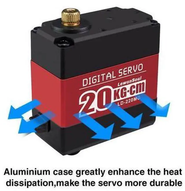 Alt view image 6 of 7 - 20KG RC Servo High Torque Servo Motors with 25T Servo Horn, Dual Ball Bearing, Aluminium Case, Metal Bracket, Waterproof Metal Gear Steering Digital Servo for RC Car Robot DIY, Control Angle 180°