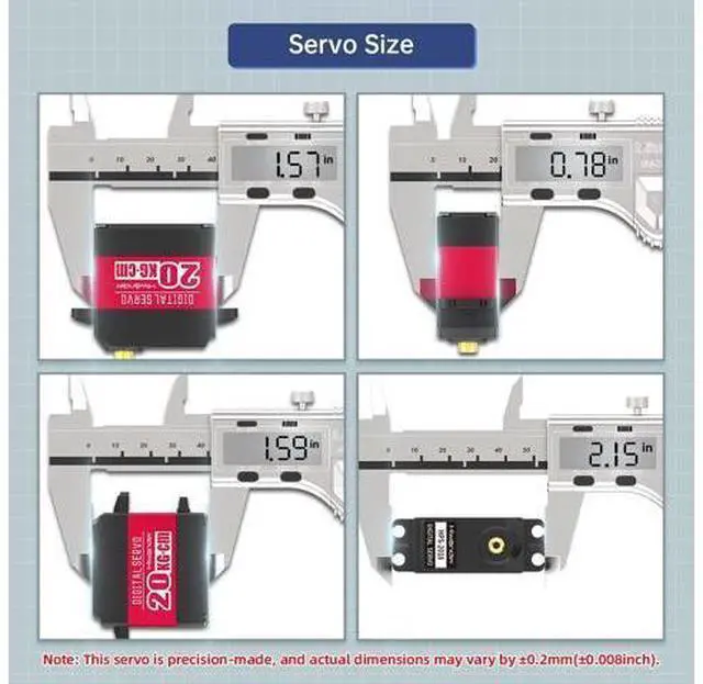 Alt view image 6 of 7 - 20KG RC Servo High Torque Servo Motors, Waterproof Full Metal Gear Steering Servo for 1/6 1/8 1/10 1/12 RC Car Robot DIY, Digital Servo with 25T Servo Horn, Control Angle 180°