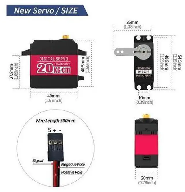 Alt view image 4 of 7 - 20KG RC Servo High Torque Servo Motors, Waterproof Full Metal Gear Steering Servo for 1/6 1/8 1/10 1/12 RC Car Robot DIY, Digital Servo with 25T Servo Horn, Control Angle 270°