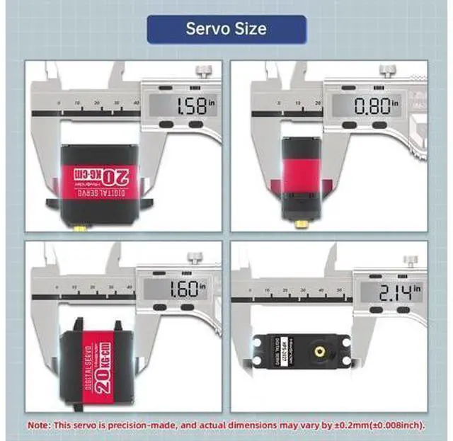 Alt view image 5 of 7 - 20KG RC Servo High Torque Servo Motors, Waterproof Full Metal Gear Steering Servo for 1/6 1/8 1/10 1/12 RC Car Robot DIY, Digital Servo with 25T Servo Horn, Control Angle 270°