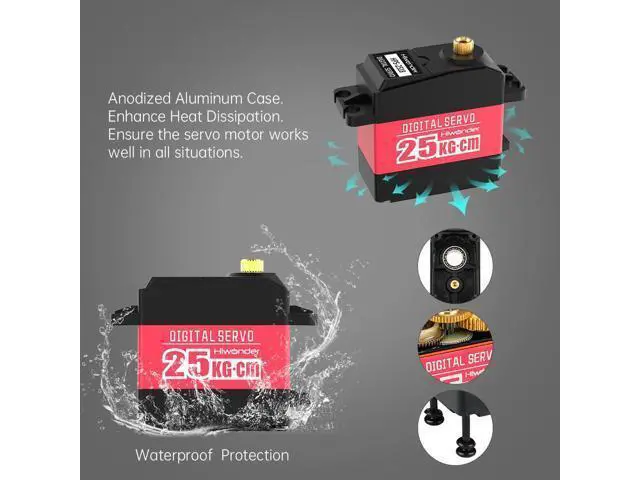 Alt view image 3 of 7 - 25KG Digital Servo Motor High Torque PWM Servo, Full Metal Gear Steering Servo for Robotic Arms and DIY Robot Making, Digital Servo with 25T Servo Horn, Control Angle 180°