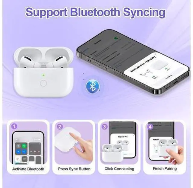 Alt view image 3 of 5 - Wireless Charging Case Compatible with Airpods Pro 1st 2nd Generation with Bluetooth Pairing Button,Replacement Airpods Pro Charger Case Only,No Earbuds