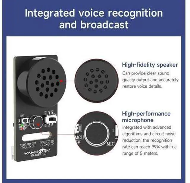Alt view image 2 of 5 - AI Voice Recognition Module Voice Broadcast Integrated Custom Wake-up Word Programmable Sound Sensor Support Jetson/Raspberry Pi/ESP32/STM32