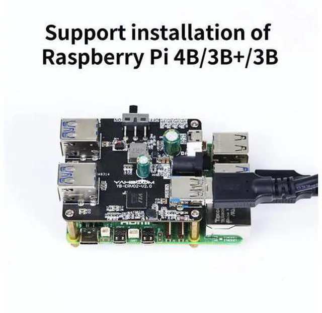 Alt view image 5 of 5 - 4 Port USB 3.0 Hub for Raspberry Pi Jetson Nano ROS Robot, Compatible with USB 3.0/2.0/1.1 Driver-Free Plug&Play, Onboard External USB-A,5V (micro-USB),9~24V Power Port, for High-power Device