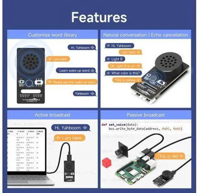 Alt view image 3 of 5 - AI Voice Recognition Module Voice Broadcast Integrated Custom Wake-up Word Programmable Sound Sensor Support Jetson/Raspberry Pi/ESP32/STM32