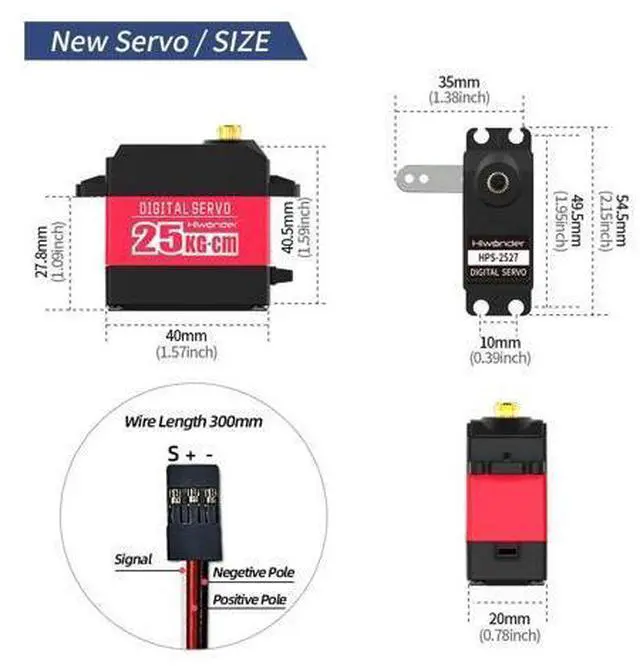 Alt view image 5 of 7 - 25KG RC Servo High Torque Servo Motors, Waterproof Full Metal Gear Steering Servo for RC Car Robotic Arms Robot DIY, Digital Servo with 25T Servo Horn, Control Angle 270°