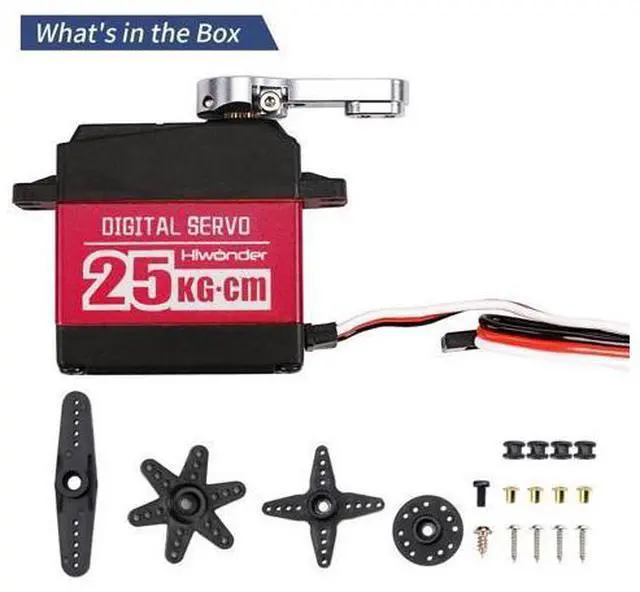 Alt view image 7 of 7 - 25KG Digital Servo Motor High Torque PWM Servo, Full Metal Gear Steering Servo for Robotic Arms and DIY Robot Making, Digital Servo with 25T Servo Horn, Control Angle 180°