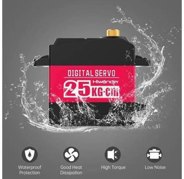Alt view image 2 of 7 - 25KG Servo High Torque Servo Motors, Waterproof Full Metal Gear Steering Servo for Robot DIY, Digital Servo with 25T Servo Horn, Control Angle 180°