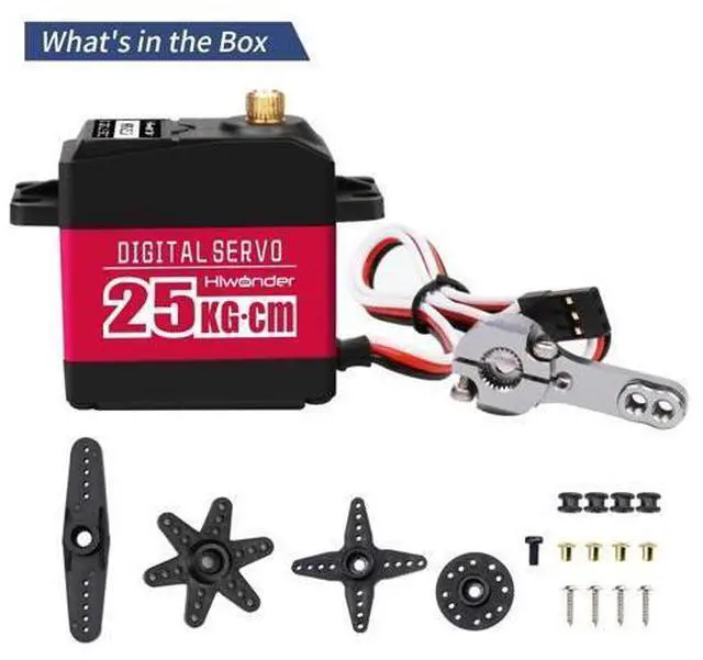 Alt view image 7 of 7 - 25KG Servo High Torque Servo Motors, Waterproof Full Metal Gear Steering Servo for Robot DIY, Digital Servo with 25T Servo Horn, Control Angle 180°