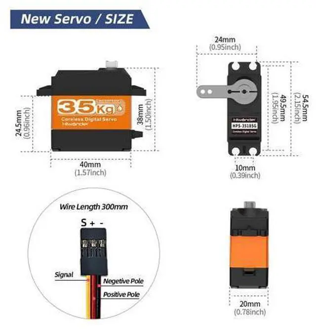 Alt view image 5 of 6 - 35KG Servo Motor High Torque Coreless Metal Gear Waterproof Digital and Stainless Steel Gear Servo Arduino Servo for Robotic DIY, RC Car, Control Angle 180°