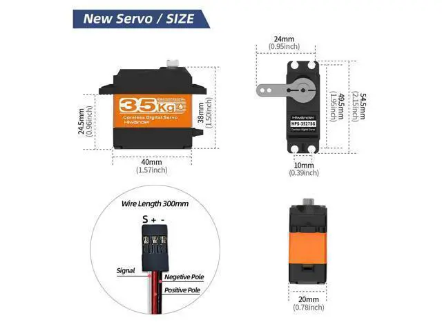 Alt view image 5 of 6 - 35KG Servo Motor High Torque Coreless Metal Gear Waterproof Digital and Stainless Steel Gear Servo Arduino Servo for Robotic DIY, RC Car, Control Angle 270°