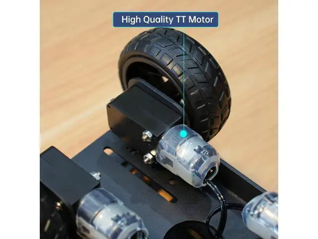 Alt view image 2 of 6 - 4WD Smart Chassis Car Kit with Aluminum Alloy Chassis, TT Motor, 66mm Wheels, Robotic Moving Platform (Black, Unassembled)
