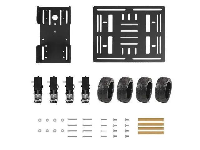 Alt view image 4 of 6 - 4WD Smart Chassis Car Kit with Aluminum Alloy Chassis, TT Motor, 66mm Wheels, Robotic Moving Platform (Black, Unassembled)