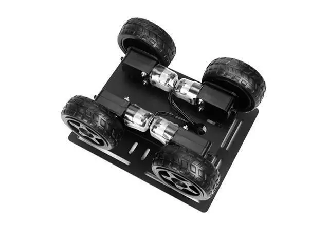 Alt view image 5 of 6 - 4WD Smart Chassis Car Kit with Aluminum Alloy Chassis, TT Motor, 66mm Wheels, Robotic Moving Platform (Black, Unassembled)