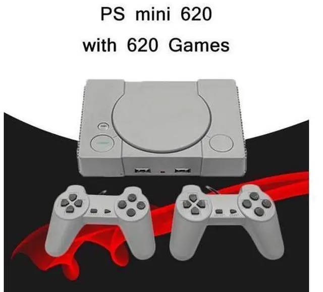 Alt view image 2 of 6 - 8-Bit Mini Double Players TV Game Console Built-in 620 Games PS1 mini (EU Plug) (EU Plug)
