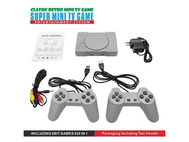 Alt view image 5 of 6 - 8-Bit Mini Double Players TV Game Console Built-in 620 Games PS1 mini (EU Plug) (EU Plug)