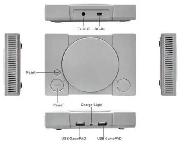 Alt view image 3 of 6 - 8-Bit Mini Double Players TV Game Console Built-in 620 Games PS1 mini (EU Plug) (EU Plug)