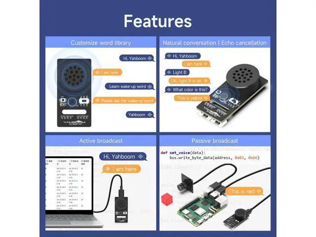 Alt view image 3 of 7 - AI Voice Recognition Module Voice Broadcast Integrated Custom Wake-up Word Programmable Sound Sensor Support Jetson/Raspberry Pi/ESP32/STM32