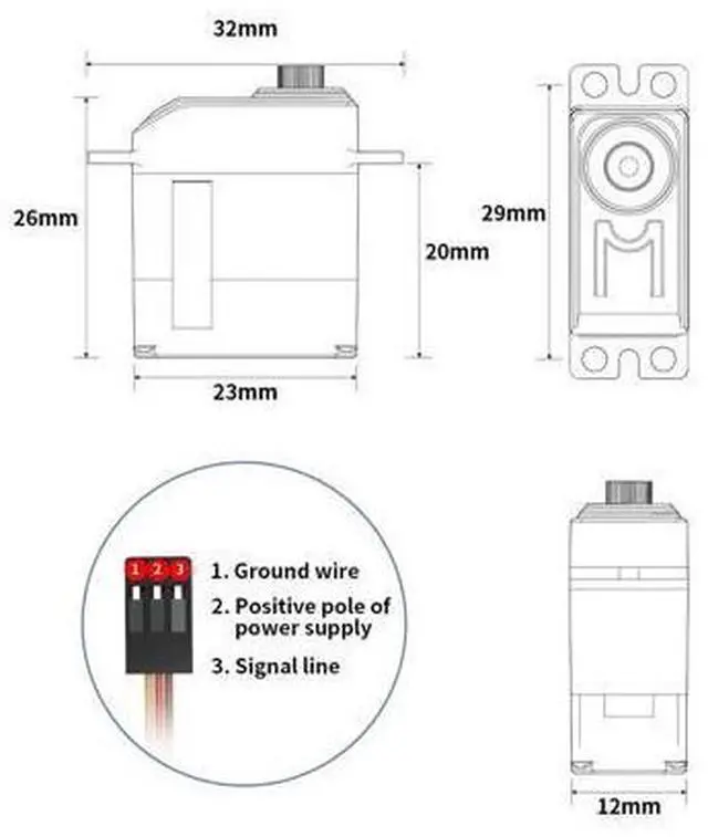 Alt view image 4 of 7 - Coreless Servo Waterproof Servo with Stainless Steel Gear Motor 0.06sec High Speed Mini Servo for Robotic DIY, RC Car Control Angle 180°