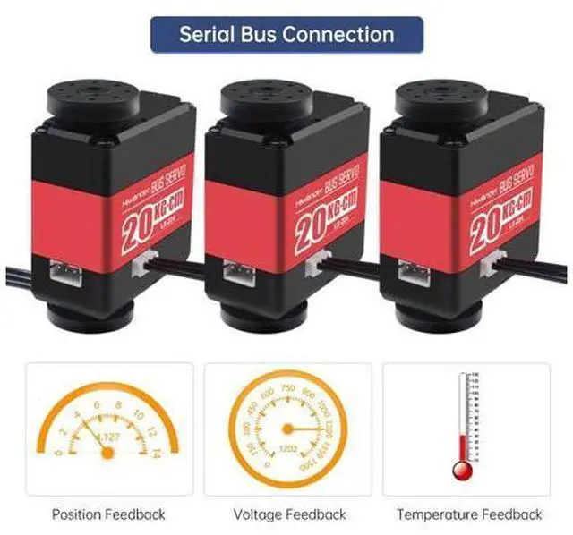 Alt view image 2 of 7 - LX-224 Serial Bus Servo with Bracket, 3 Connectors 20KG Large Torque Dual Ball Bearing Full Metal Servo Motor Equipped with Debug System for Robot DIY Making, 240 Degree Bus Servo