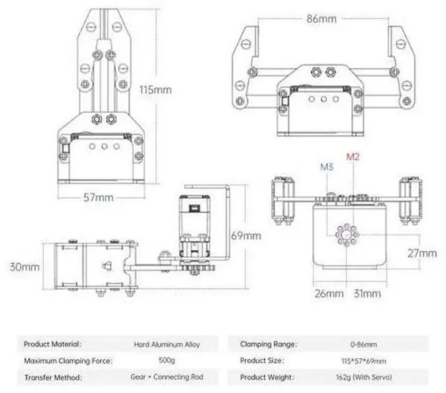 Alt view image 7 of 7 - Mechanical Claw Robot Gripper Grabber Pickup Robot DIY, BigClaw Without Servo