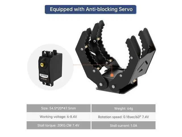 Alt view image 4 of 7 - Mechanical Robot Arm Claw/Gripper Robot Gripper (Black Mechanical Claw Without servo)