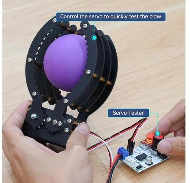 Alt view image 2 of 7 - Robotic Claw Full Metal Wave Edge Clamp Robot Hand Gripper Grabber, 1LB Max Grab Weight & 0-9in Open Range High Torque Robotic Arm Replace Claw Robot DIY, Mechanical Claw without Servo
