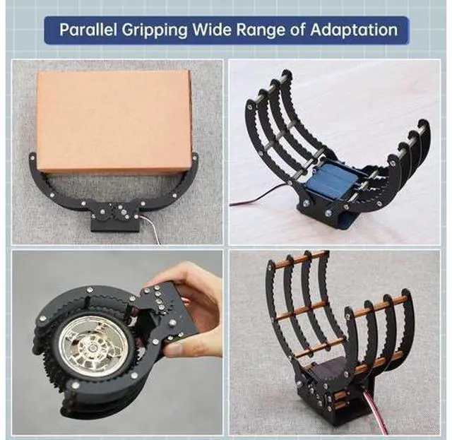 Alt view image 3 of 7 - Robotic Claw Full Metal Wave Edge Clamp Robot Hand Gripper Grabber, 1LB Max Grab Weight & 0-9in Open Range High Torque Robotic Arm Replace Claw Robot DIY, Mechanical Claw without Servo