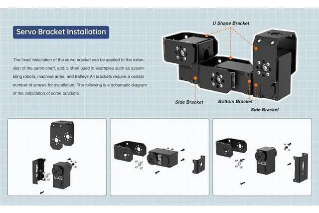 Alt view image 6 of 7 - LX-15D Serial Bus Servo with Bracket, Dual Bearing Full Metal Gear Steering Servo with Debug System for RC Robot DIY, High Torque Servo 15KG.CM 6V - 17KG.CM 7.4V, Control Angle 240°