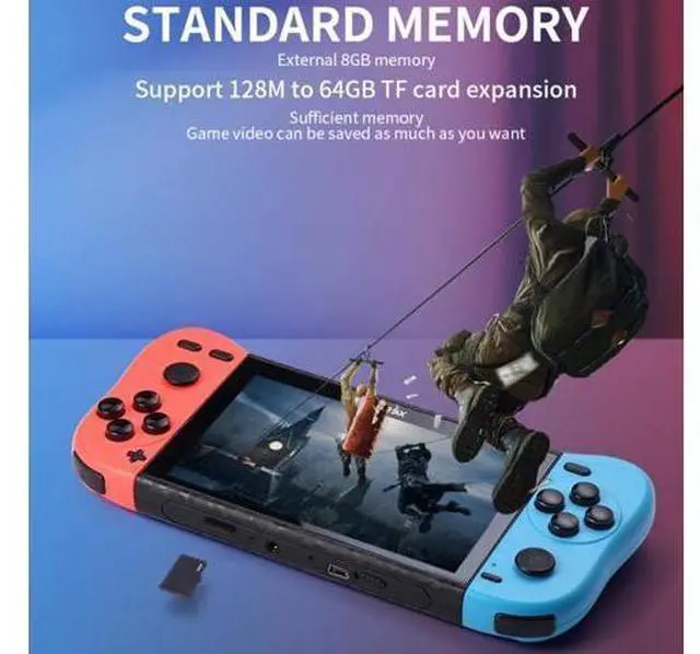 Alt view image 5 of 7 - X50 5.1 inch Screen Handheld Retro Game Console 8G Memory with 6000+ Games X50 / Black (Black)