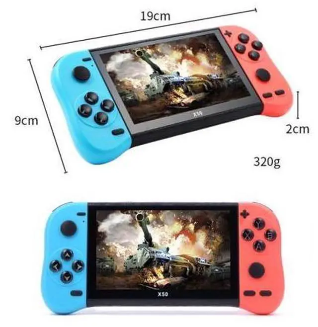 Alt view image 6 of 7 - X50 5.1 inch Screen Handheld Retro Game Console 8G Memory with 6000+ Games X50 / Black (Black)
